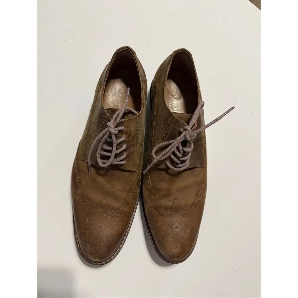 Cole Haan Men's Size 11 Brogue Oxford Shoes Light Brown Lace Up Preppy Office